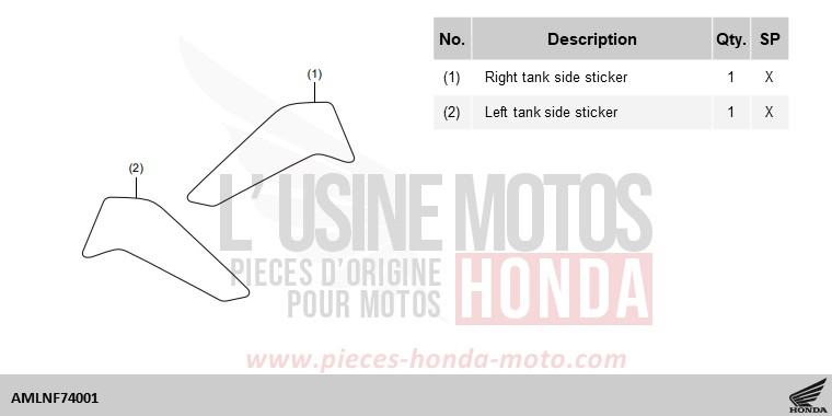 KIT,TANK SIDE STICKER de Africa Twin DCT MAT BALLISTIC BLACK METALLIC (NHA86) 2024